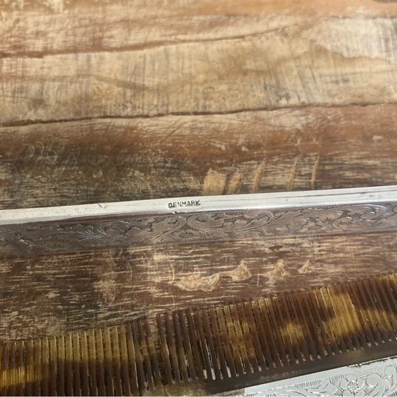 Antique Silver Plated Gold Engraved Comb Box Made in Denmark Flower Pattern - Picture 10 of 14